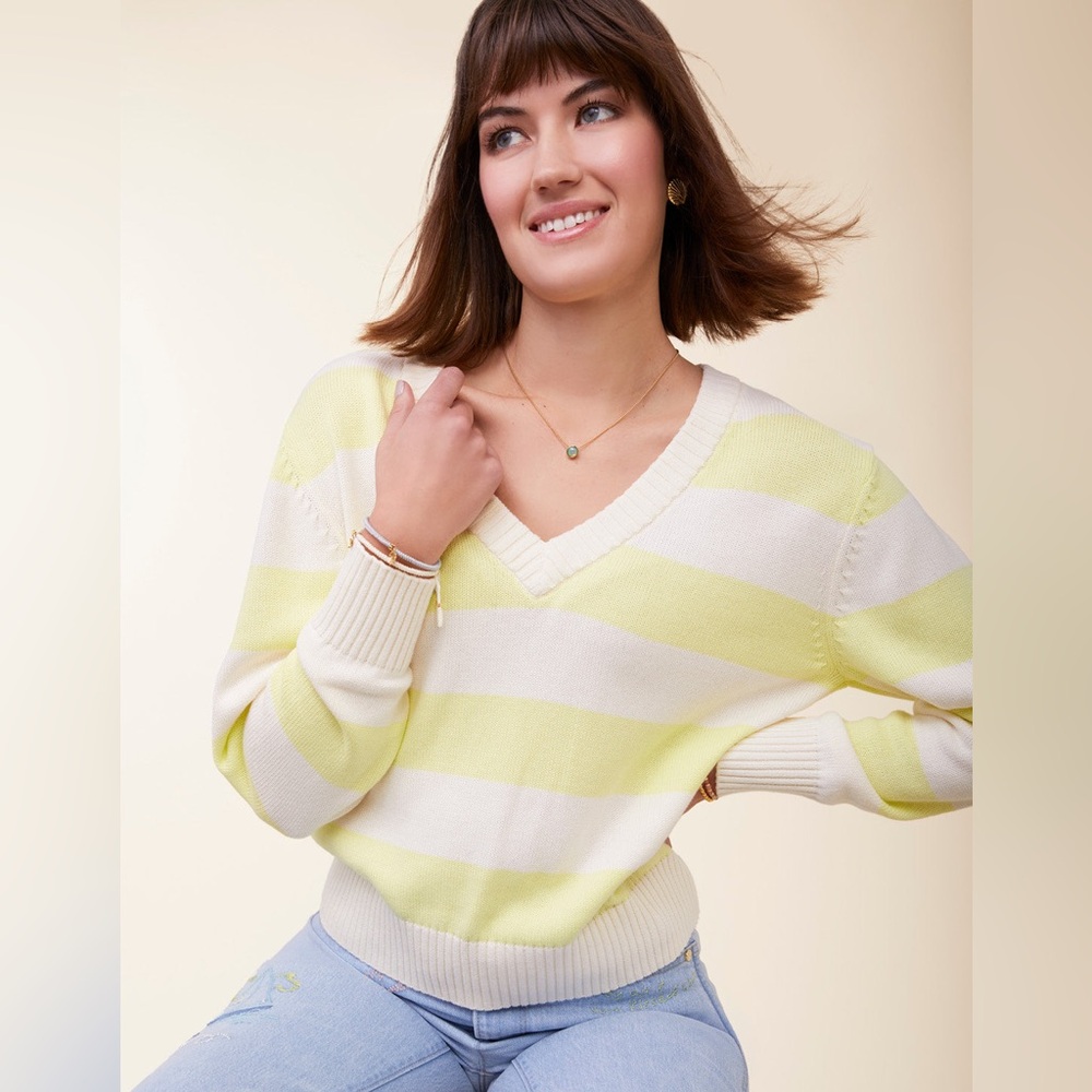 Spartina 449 Harbour Sweater Citrus Stripe SZ S